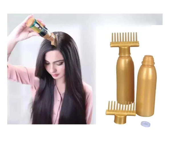 Golden Scalp Massage Comb Applicator Bottle – Hair Growth Oil Applicator
