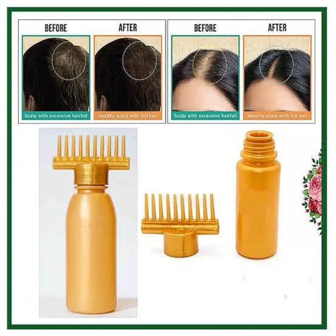 Golden Scalp Massage Comb Applicator Bottle – Hair Growth Oil Applicator