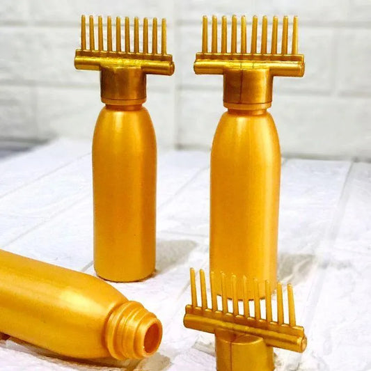 Golden Scalp Massage Comb Applicator Bottle – Hair Growth Oil Applicator