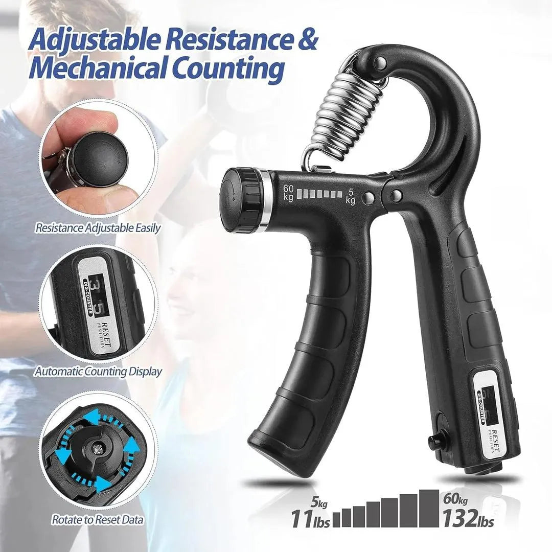 Adjustable Hand Grip Strengthener with Digital Counter (5-60kg)