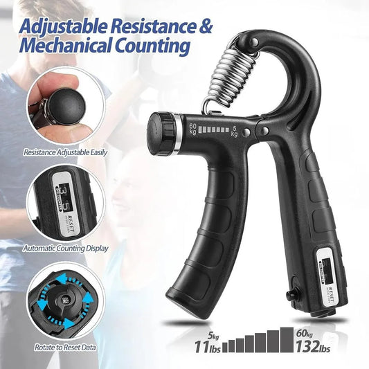 Adjustable Hand Grip Strengthener with Digital Counter (5-60kg)