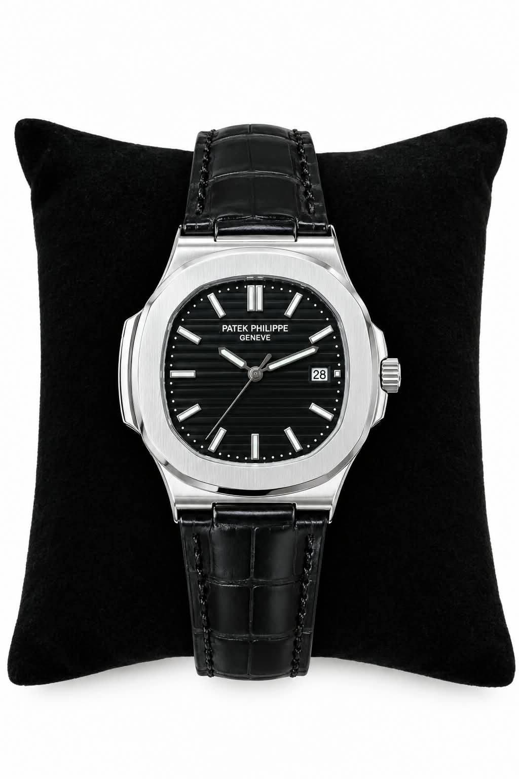 Patek Philippe Inspired Leather Strap Watch - Timepiece Accessory Designed For Wrist Timekeeping And Daily Fashion Routine - black strap