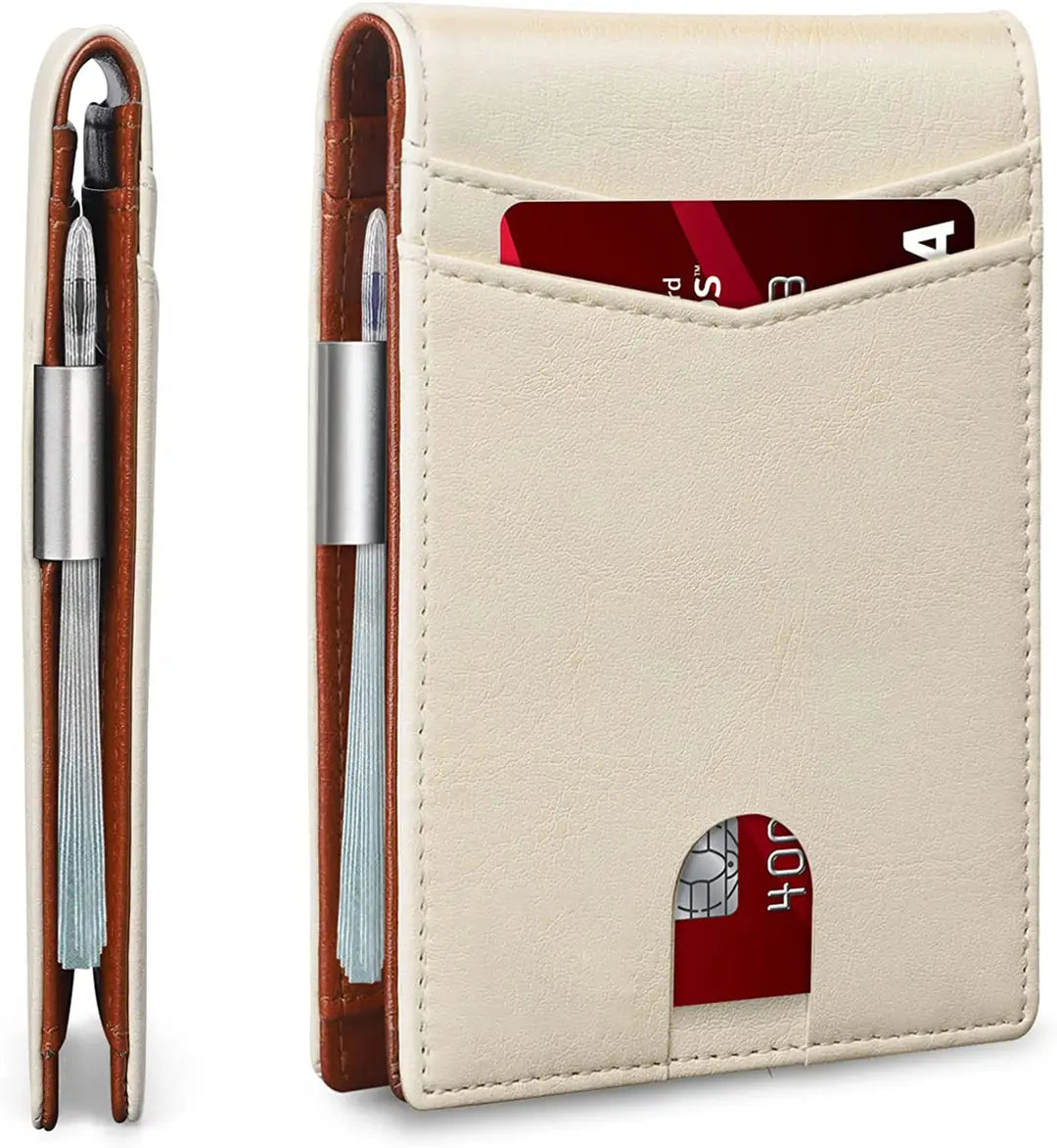 Rfid Wallet Carbon Fiber Multi-Card Slot Anti-Theft Wallet Card Holder Dollar Bill Holder Men's Wallet Color-Blocking Design Anti-Skimming